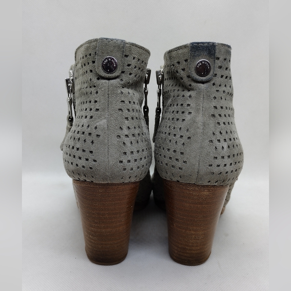 Rag & Bone Margot Boots Women's 7.5 Gray Suede Boho Retro Y2K 90s Office - Picture 5 of 13